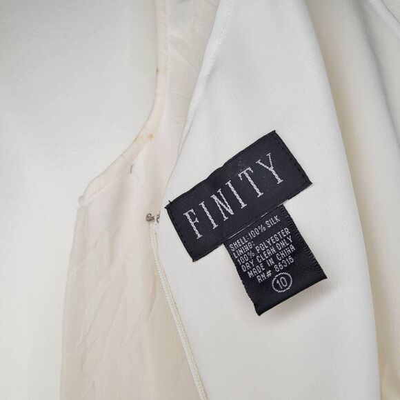 Vintage Finity Ivory 100% Silk Sleeveless Sheath Dress Size 10 - Picture 7 of 7
